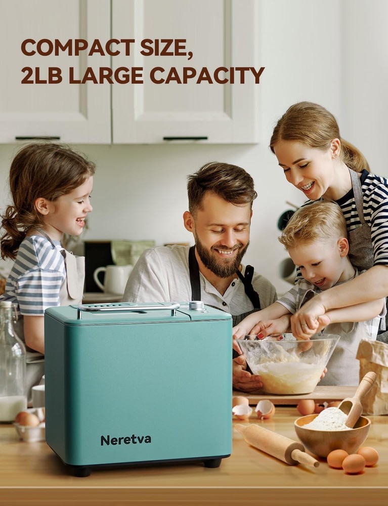 Bread Maker 20-IN-1 2LB Bread Machine Dual Heater Bread Maker Machine Automatic