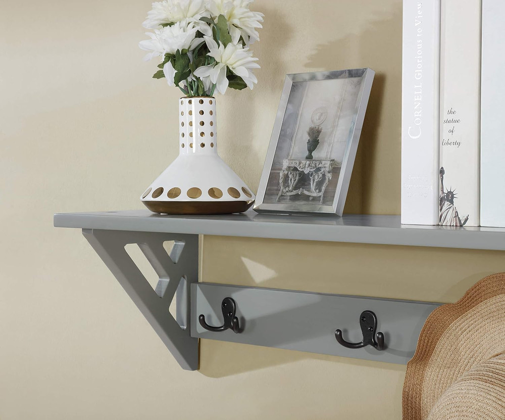 Coventry 36" W Coat Hook with Shelf, Gray