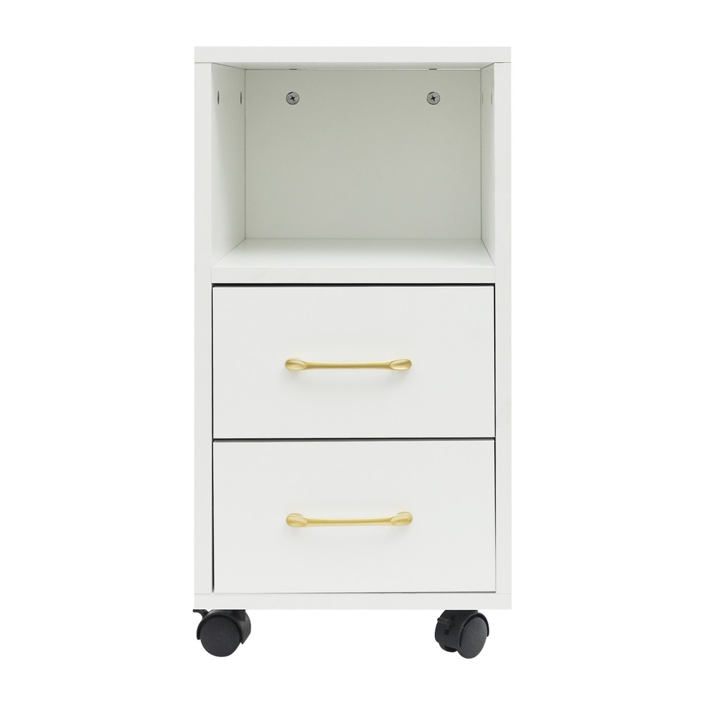 3-Tier End Table Sofa Side End Storage Shelf White Movable Storage Cabinet