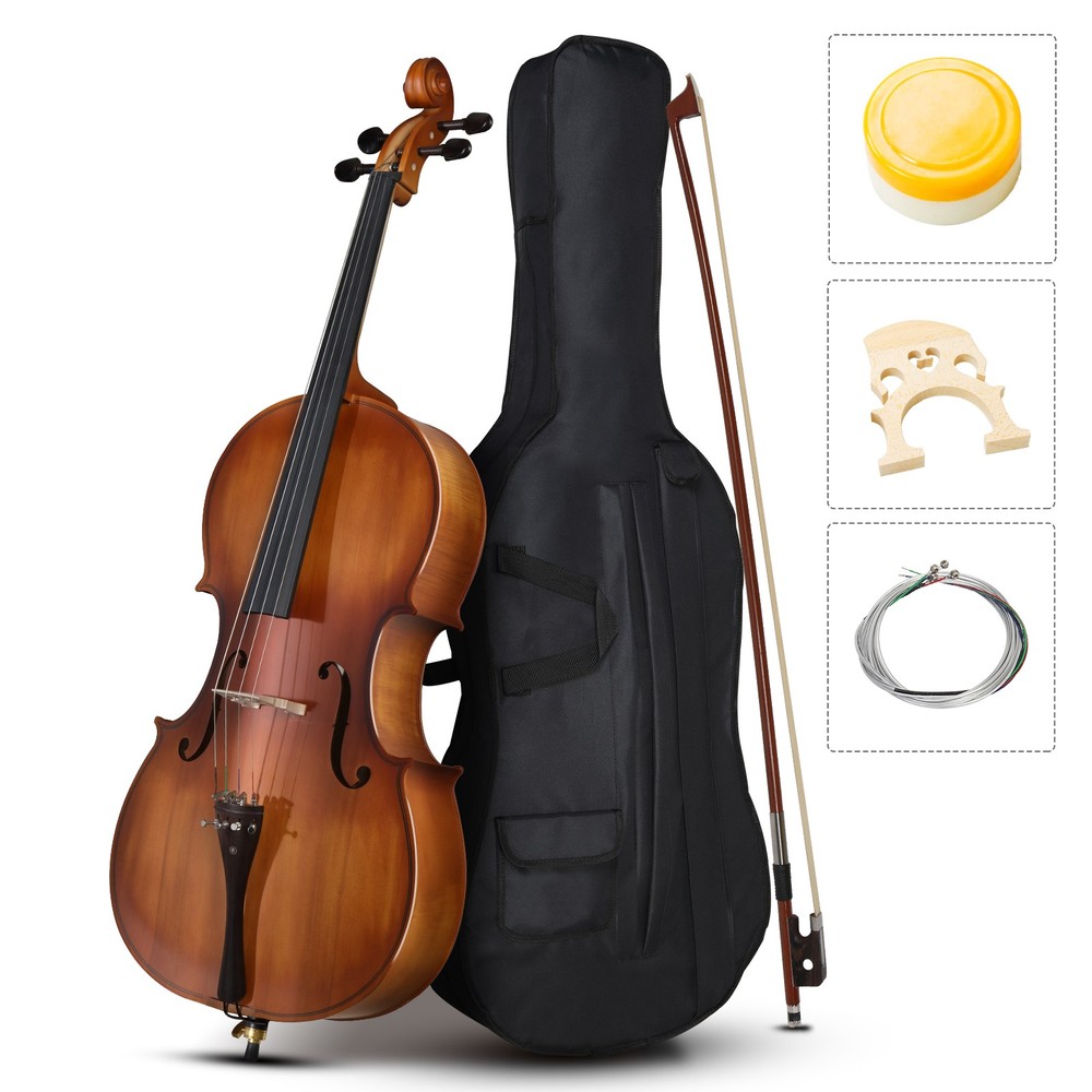 New 4/4 Spruce Panel Cello School Band with Bag Bow Rosin Bridge