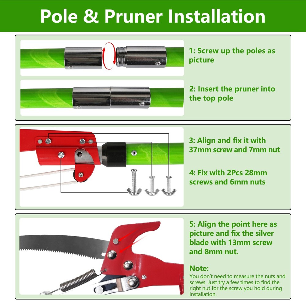 Extendable Long Manual Pole Saw Tree Pruner Pole Saw Pruner for High Branches US