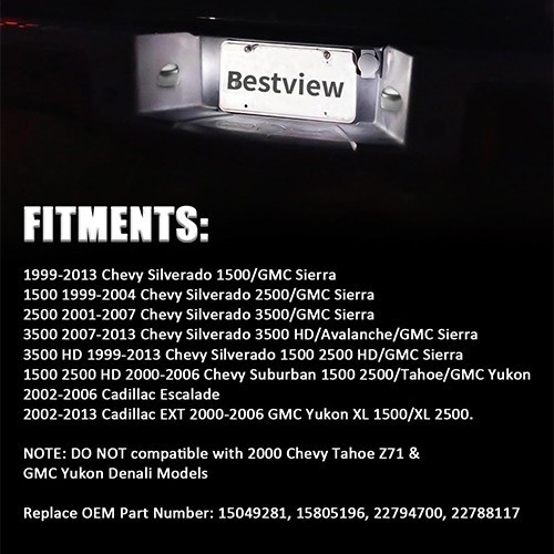 LED License Plate Lamp For 1999-2013 Chevrolet Silverado 1500/2500/3500HD Chrome