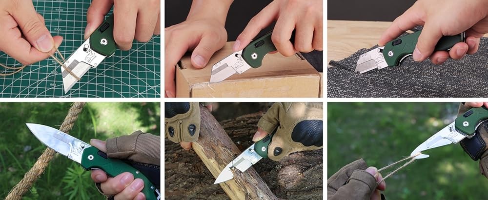 Replaceable Blade Folding Knife, 3-in-1 Poet Hunting Knives,