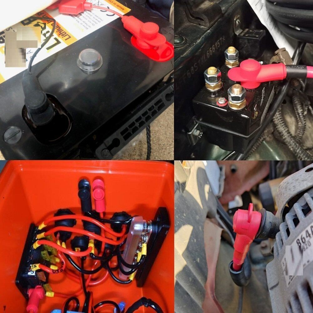 4Pcs Battery LUG & RING Terminal Post Stud Boot Cover 10-2 AWG Black & Red Style