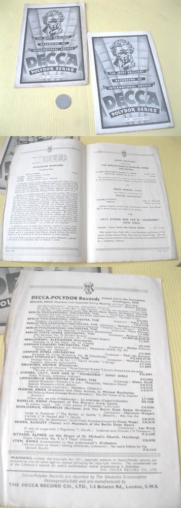 2 ,FLYER for DECCA POLYDOR SERIES RECORDS,1934