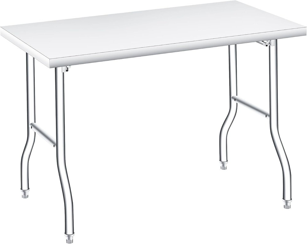 Stainless Steel Work Table, Kitchen Prep Station with Adjustable Height Feet