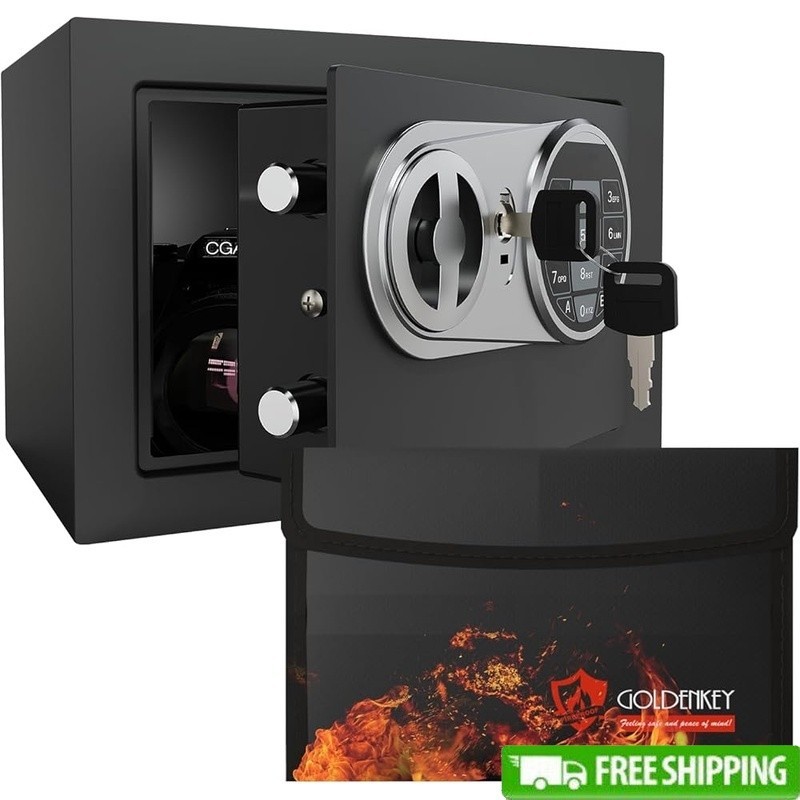 Compact Security Safe W/ Electronic Lock Anti-Theft Dual Access Storage Box New
