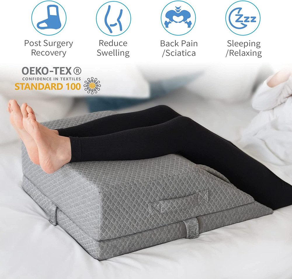 Adjustable Leg Elevation Pillows for Swelling, Cooling Gel Memory Foam Wedge Pil