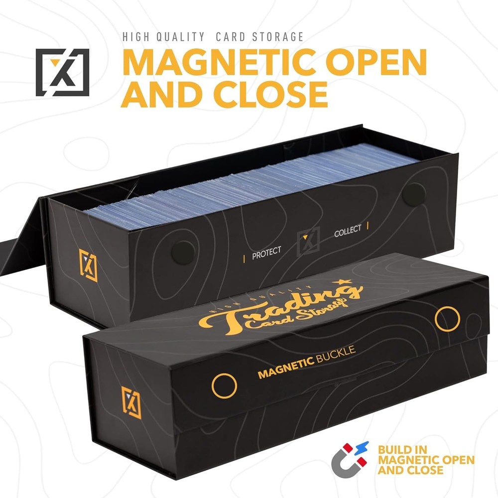 Stackable Trading Card Storage Box - 3 Pack with Magnetic Closure & Labels