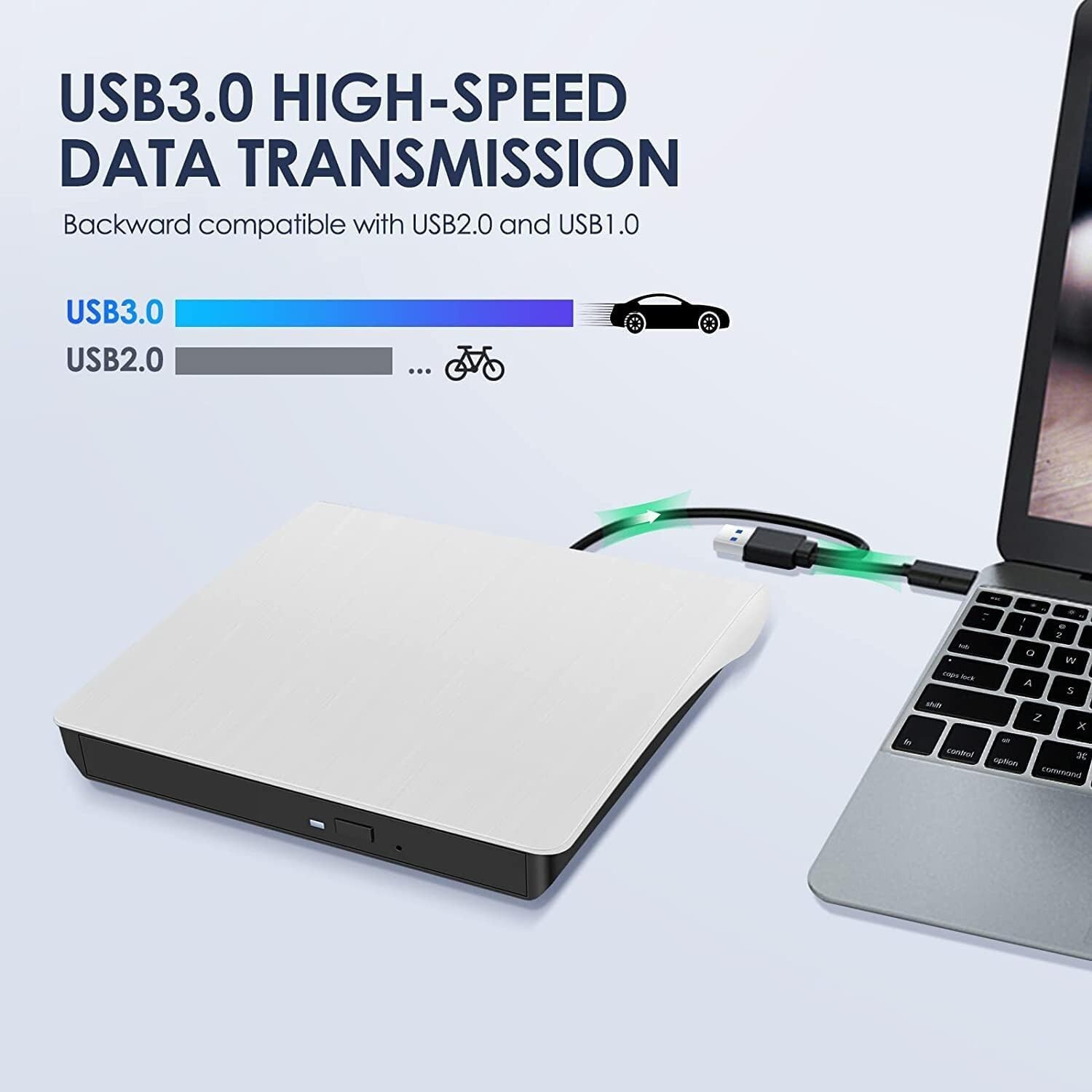 Slim External CD DVD Drive USB 3.0 Disc Player Burner Writer For Laptop PC Mac