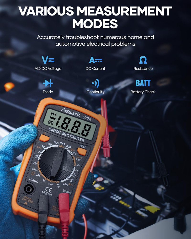Digital Multimeter Voltage Tester, 2000 Counts Multimeter Measure AC DC Voltage
