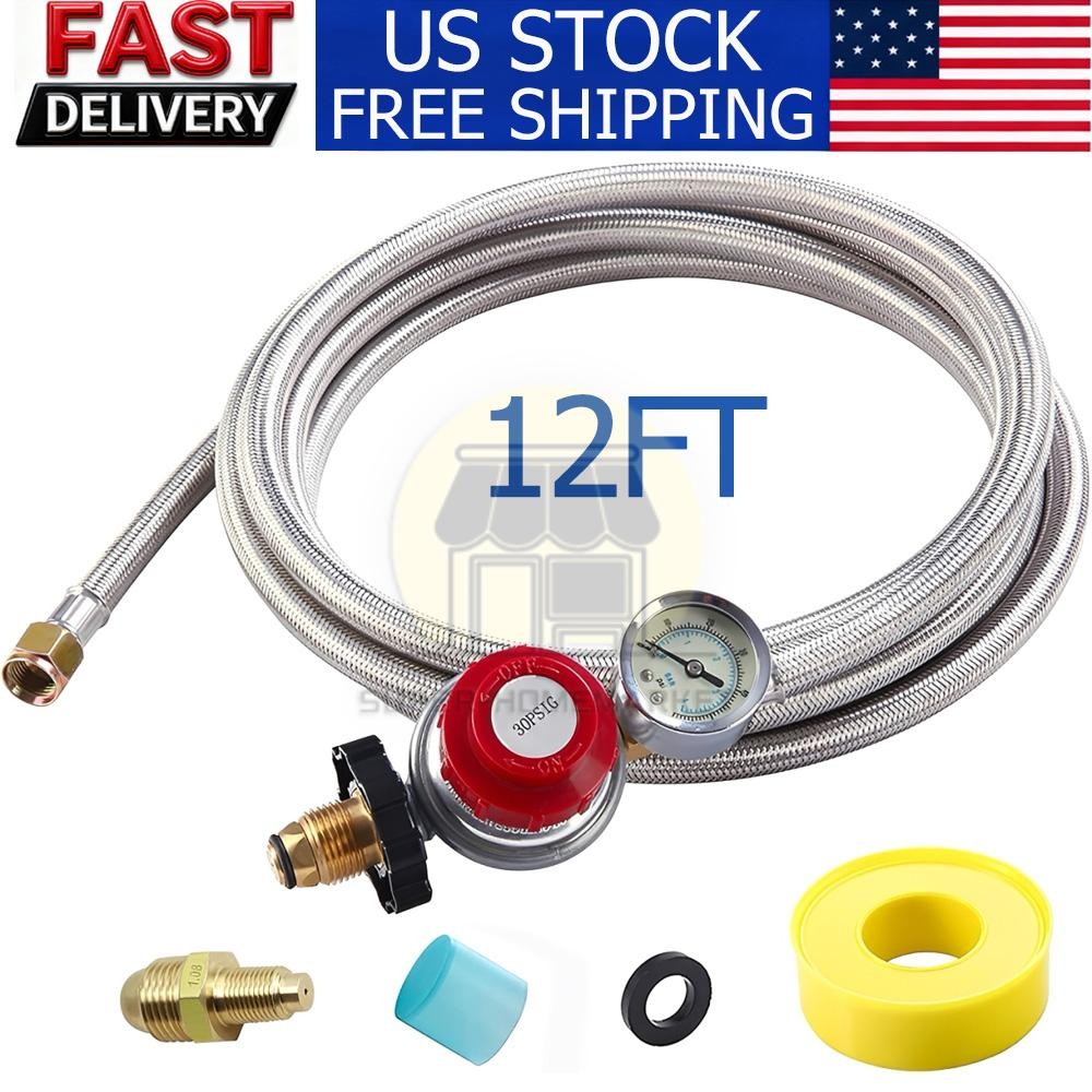 12FT High Pressure Adjustable Propane Gas Regulator Hose Indicator, Stainless