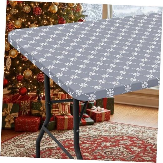 Rectangle Vinyl Table Cloth, Elastic Fitted 72" x 30" (Rectangular) 1 Grey