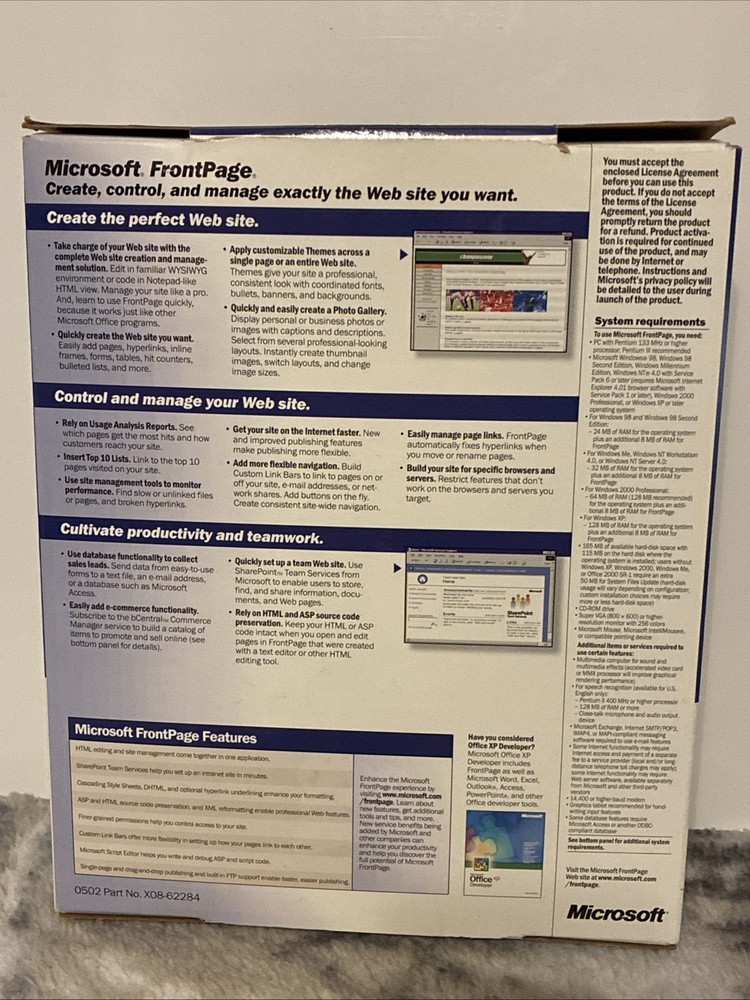 Microsoft FrontPage Version 2002 Web Site Creation & Management Solution CD-ROM