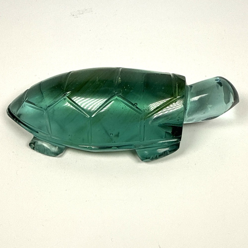 Hand carved Aqua Quartz Turtle Figurine