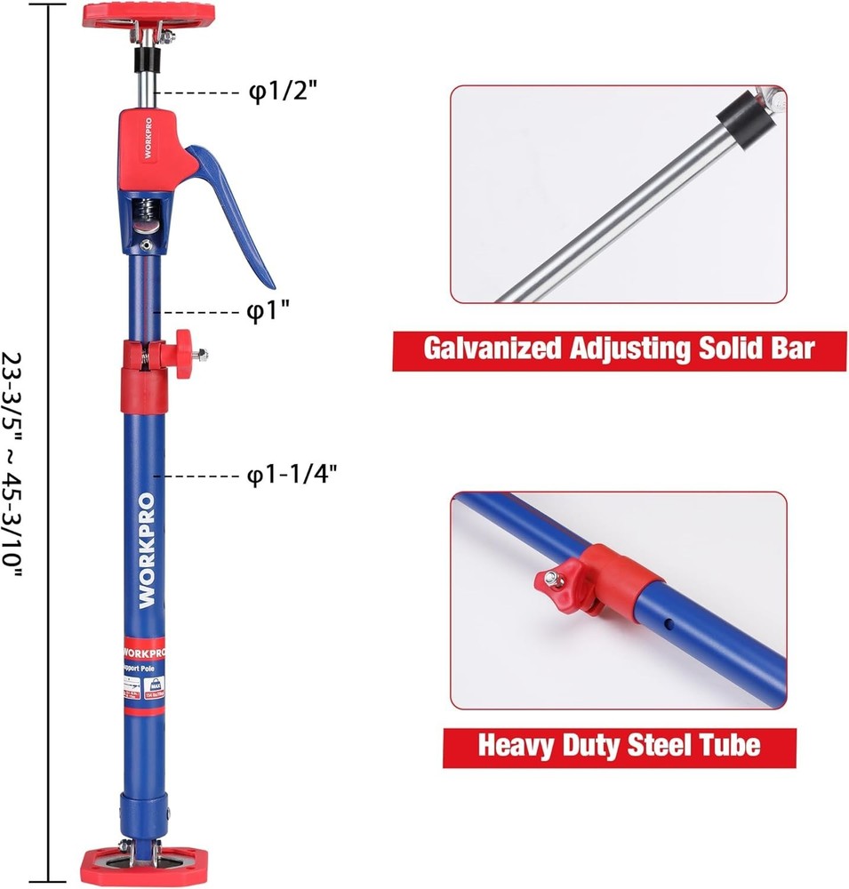 2-Pack Adjustable Support Rods for Drywall and Cabinet Installation Projects