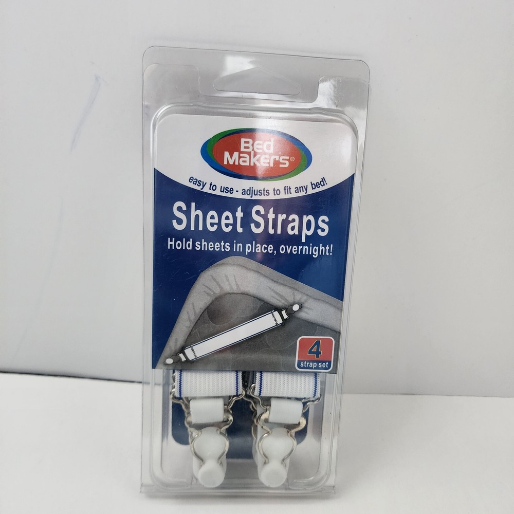 Bed Makers Sheet Straps 4 White Strap Set Adjustable Levinsohn Textile Sealed