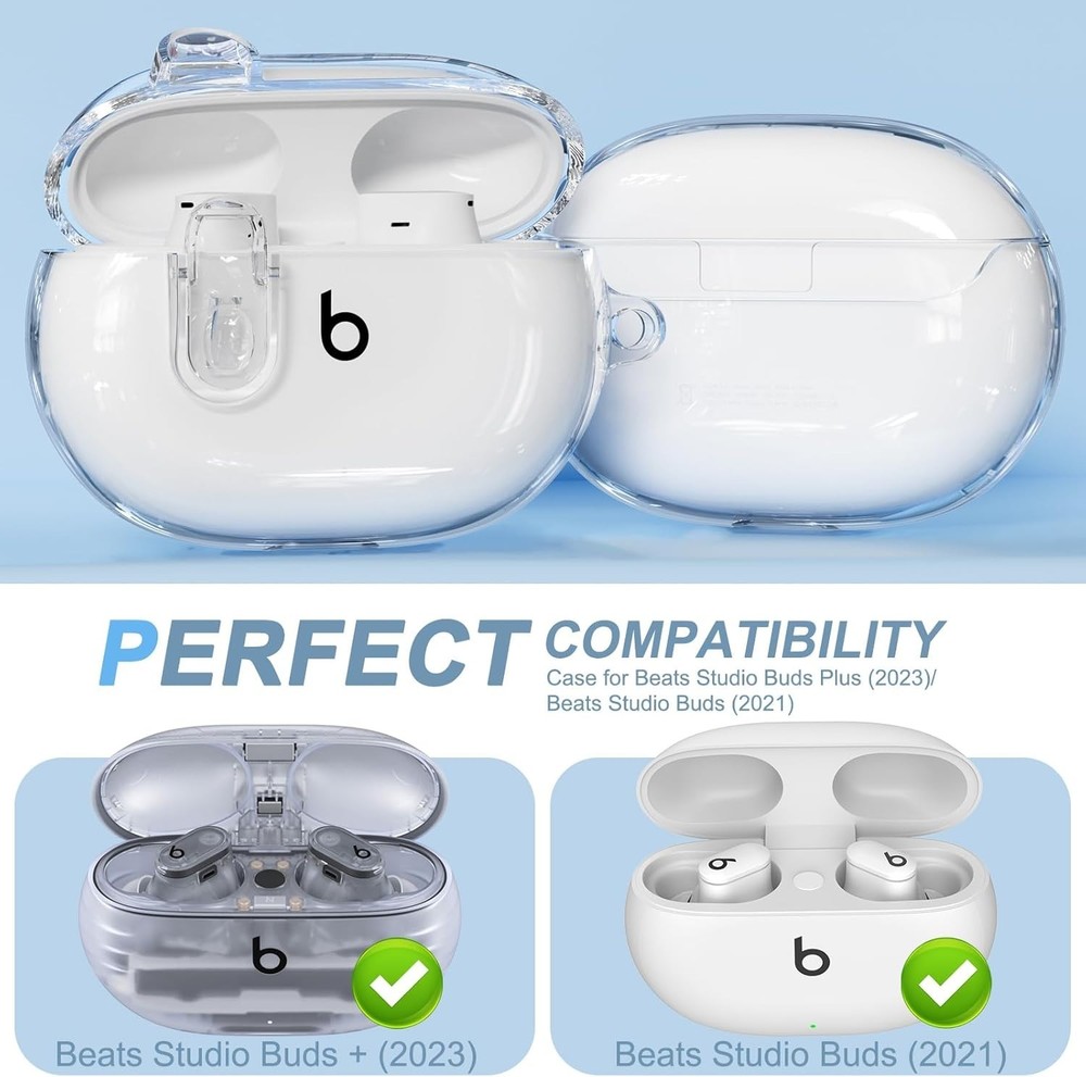Compatible with Beats Studio Buds/Studio Buds Plus Case Cover Clear Clear+P