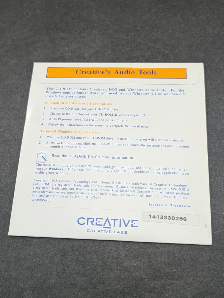 Creative Labs Sound Blaster CD-ROM Vintage Computing Software Windows 95