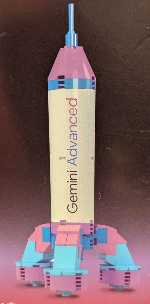 Google Gemini Advanced AI Infinity Blocks Rocket Launch Date 2/8/24 Rocket Model