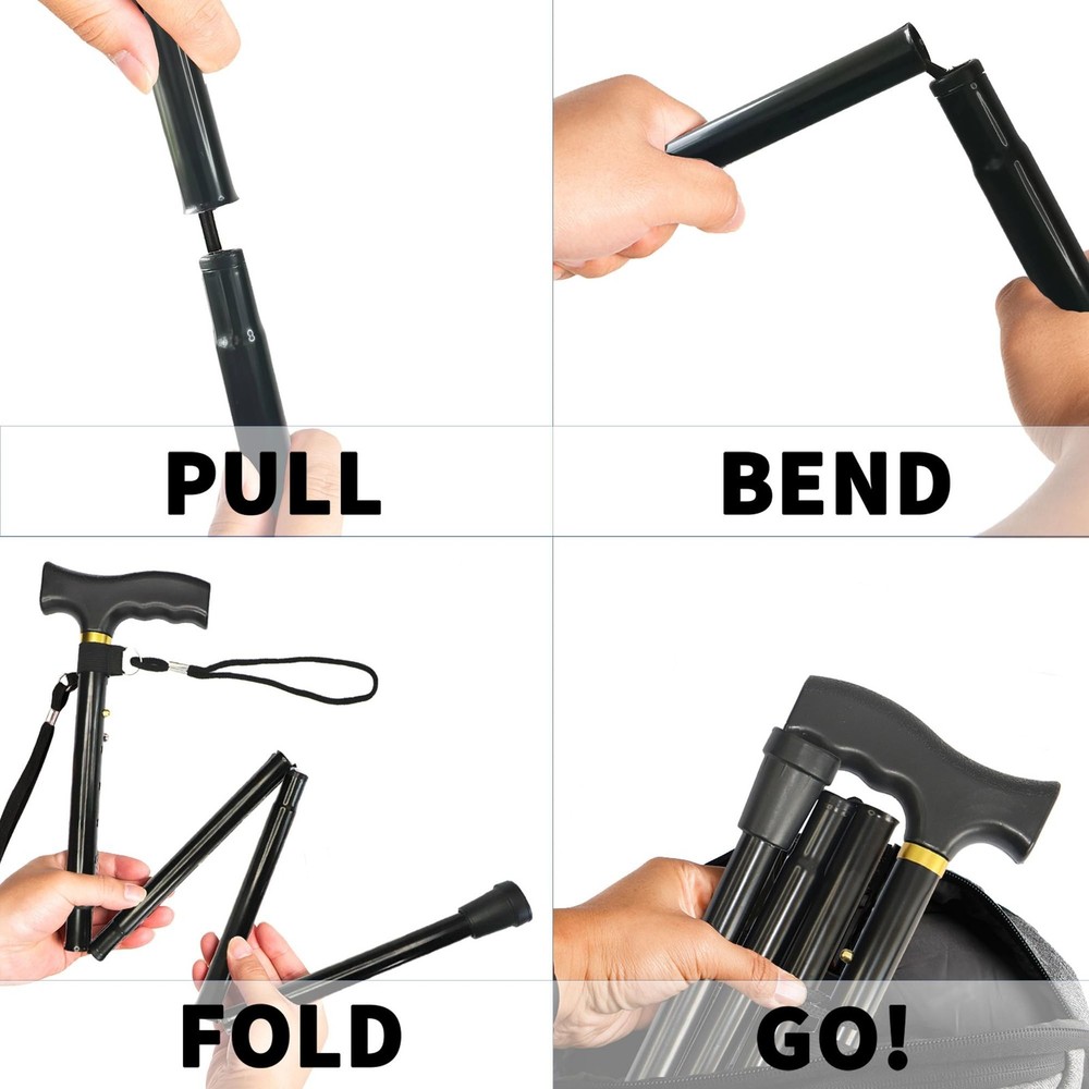 Folding Cane, 5-Level Adjustable Height Lightweight Portable Foldable Walking...