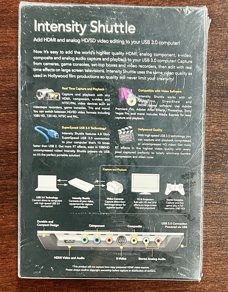 Intensity Shuttle Blackmagic Design Capture Card for USB 3.0 Operation confirmed