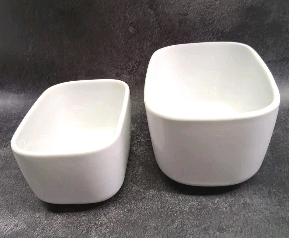 Baum Stoneware Sterling Collection White Mini Baking Dishes-Modern Rounded Edges