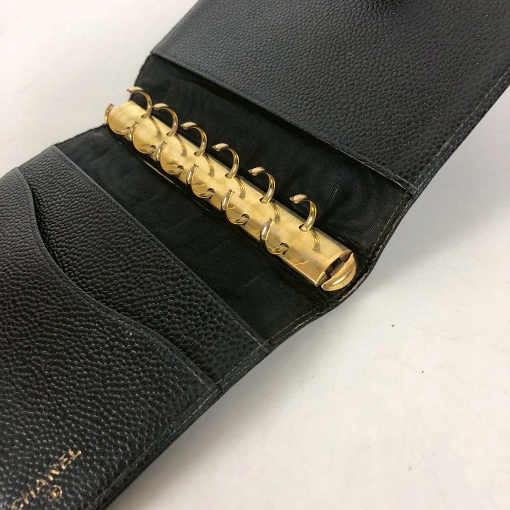 Chanel Notebook Cover Coco Mark Cambon Line Leather 6-Ring Black Authentic Used