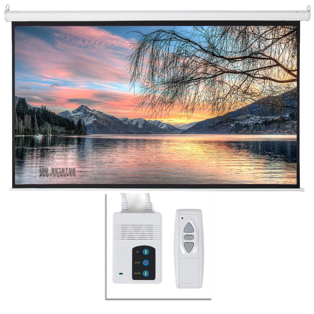 HD 92" 16:9 Material Foldable Electric Motorized Projector Screen + Remote