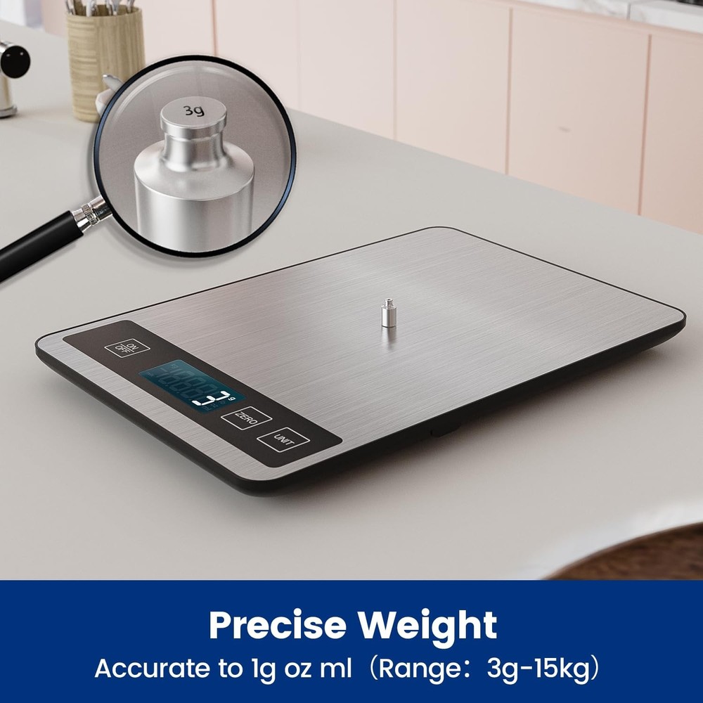 33 lb USB Rechargeable Digital Kitchen Scale - Precision Baking & Cooking Tool