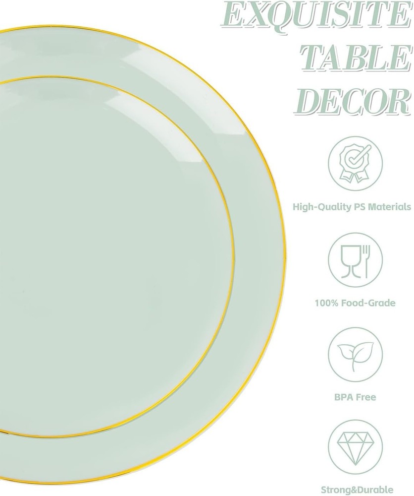 Sage Green Disposable Dinnerware - 25 Guests