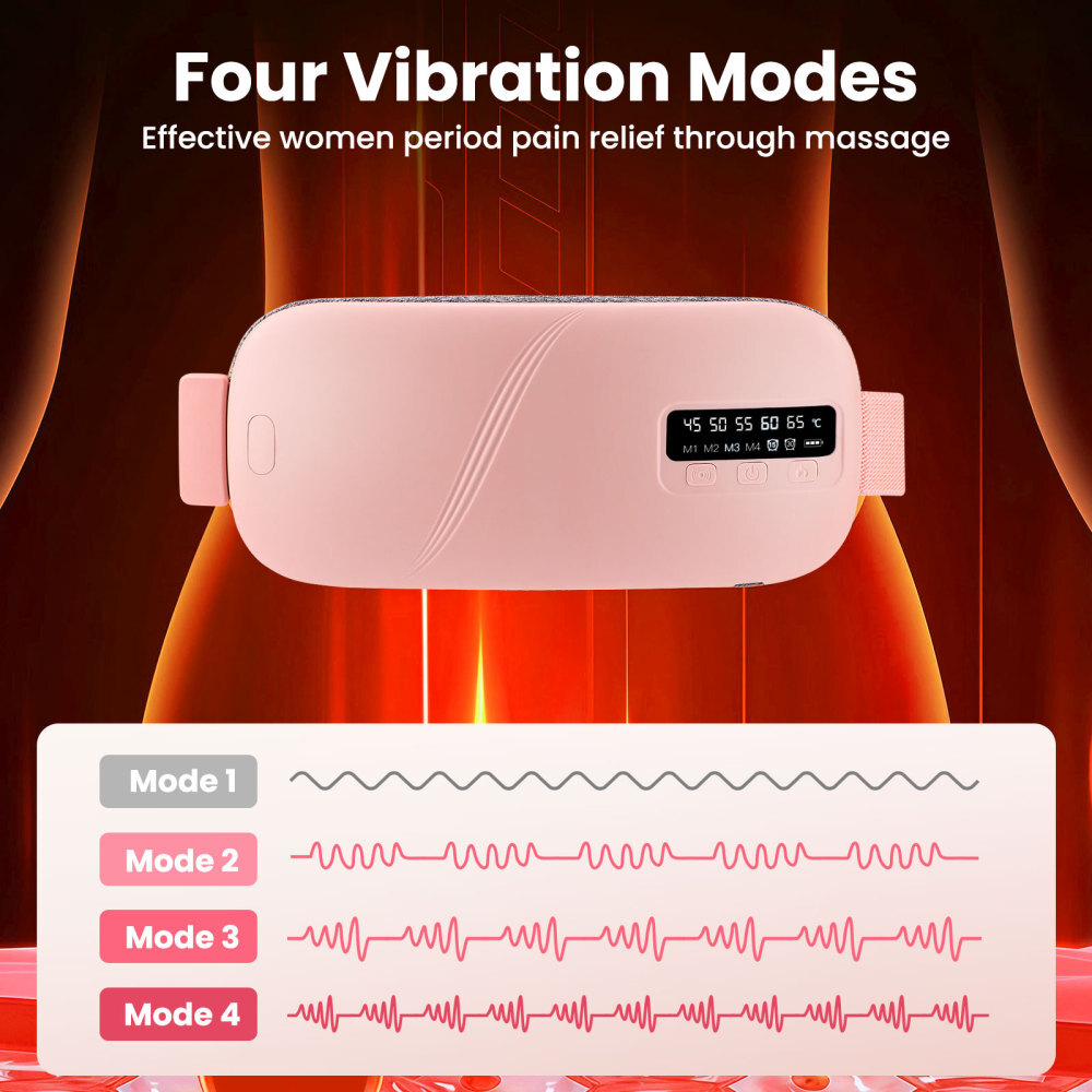 Electric Heating Menstrual Vibration Pad Belt For Period Pain Relief Cramps USB