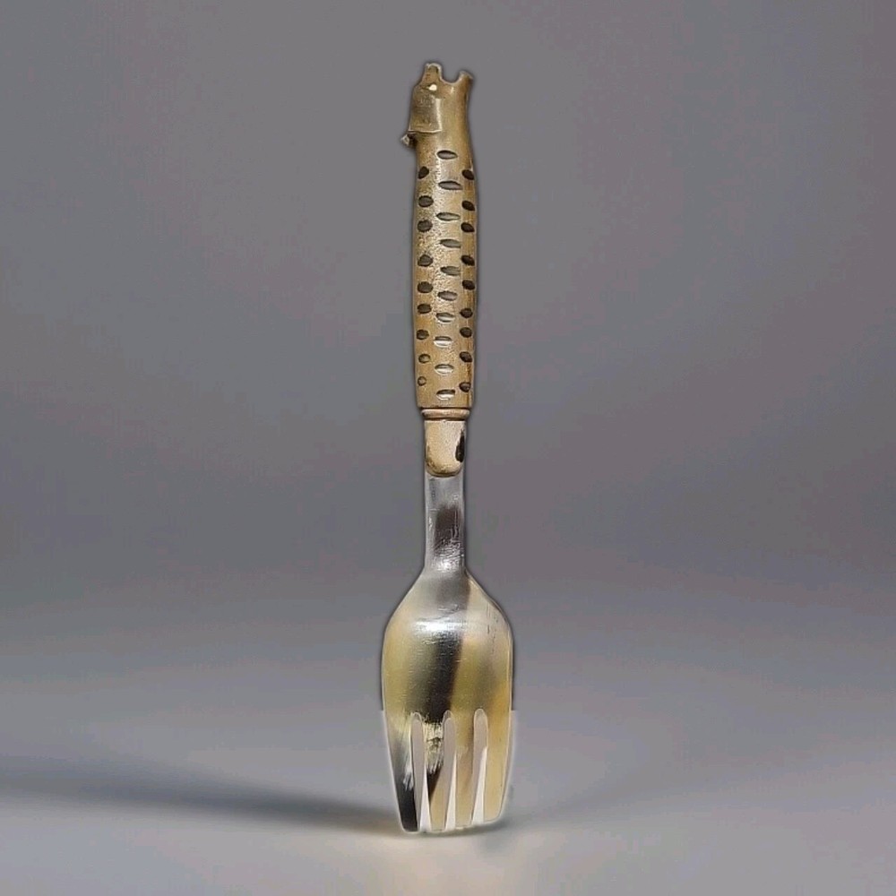 Handmade Horn with Wooden Leopard Handle Server fork