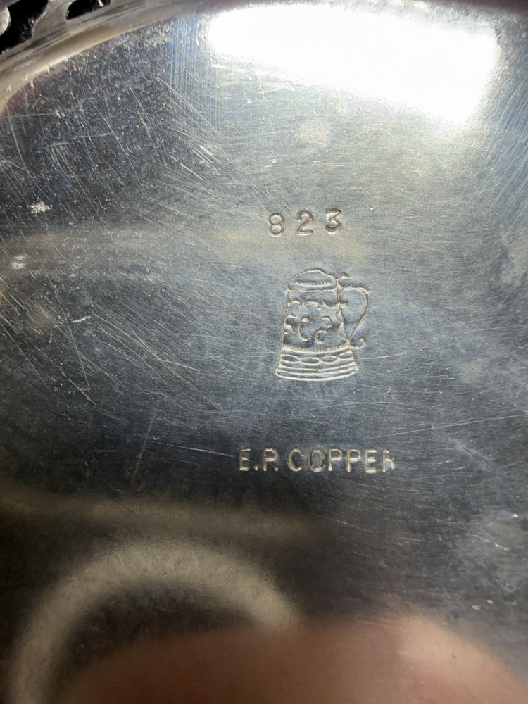 Antique Silverplate Tray Ornate Pattern Pierced Edge E.P. Copper 823
