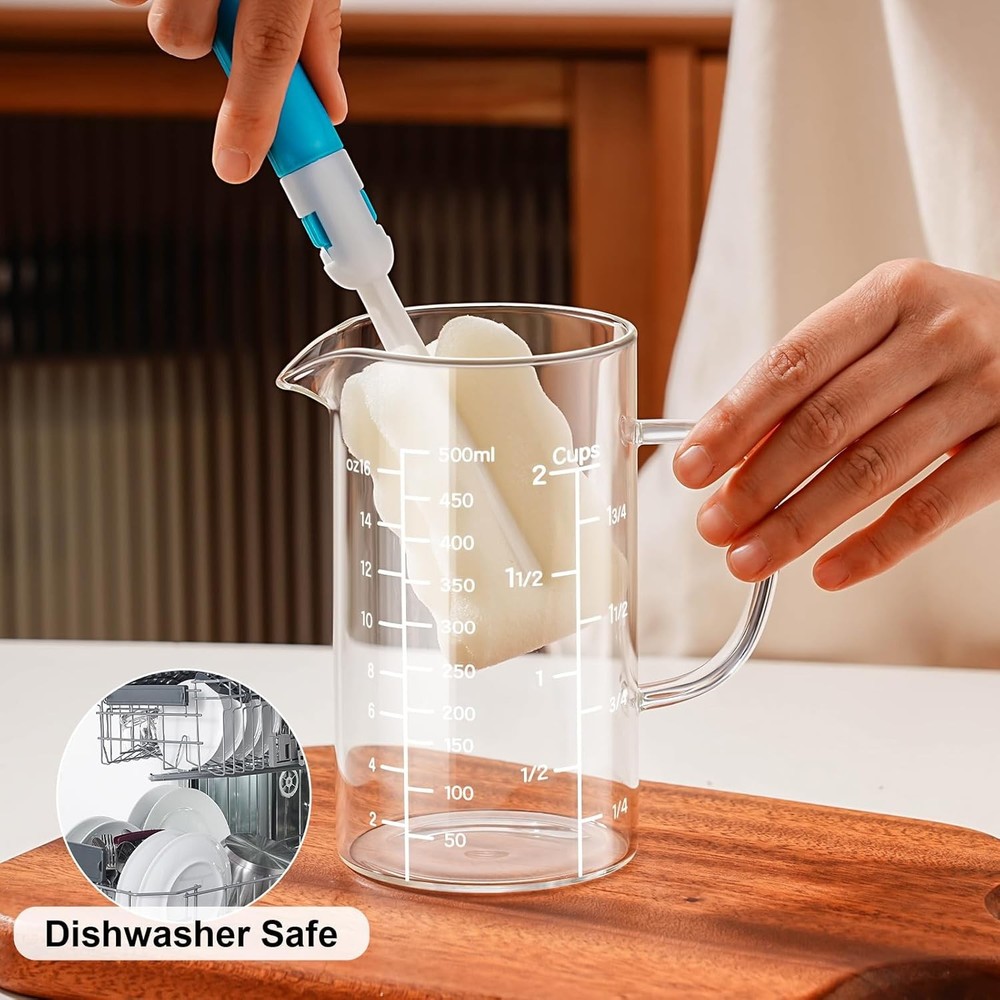 PARACITY 2 Cup Glass Measuring Cup, Liquid Cups 500ml, Transparent