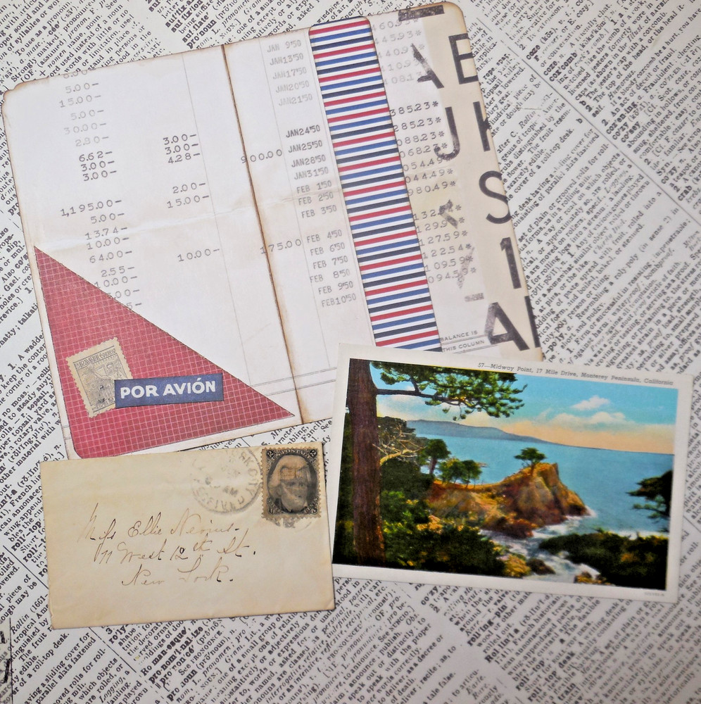 Handmade Embellishments Postal Theme Junk Journal Altered Book Ephemera