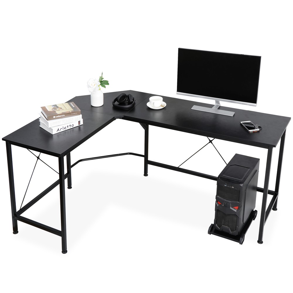 Desk Corner Computer L-Shaped Gaming Laptop Table Workstation Office Black 66"