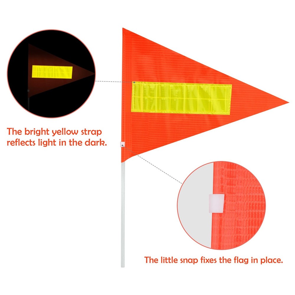 Bicycle Safety Flags with Pole - 2 Set Reflective, Adjustable, Heavy Duty