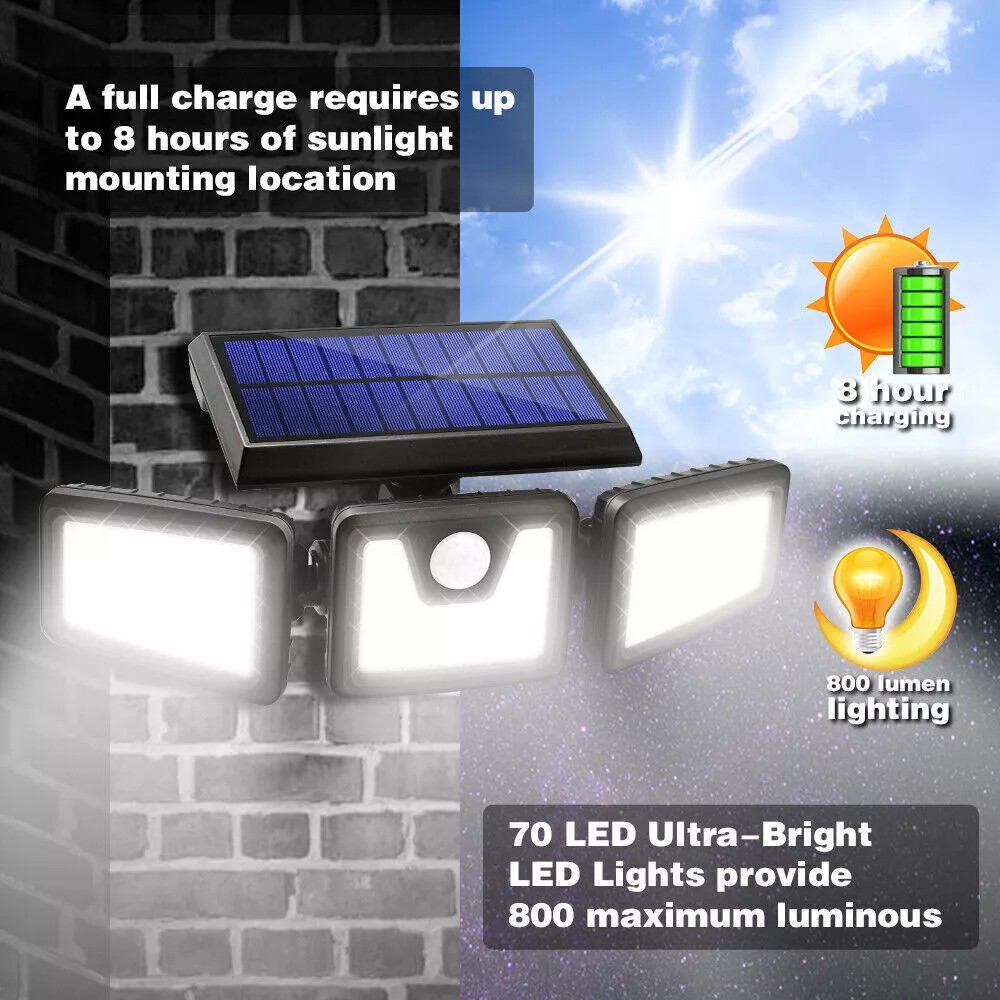 2 Pack LED Motion Sensor Solar Lights ,Outdoor IP65 Waterproof Security Lamp