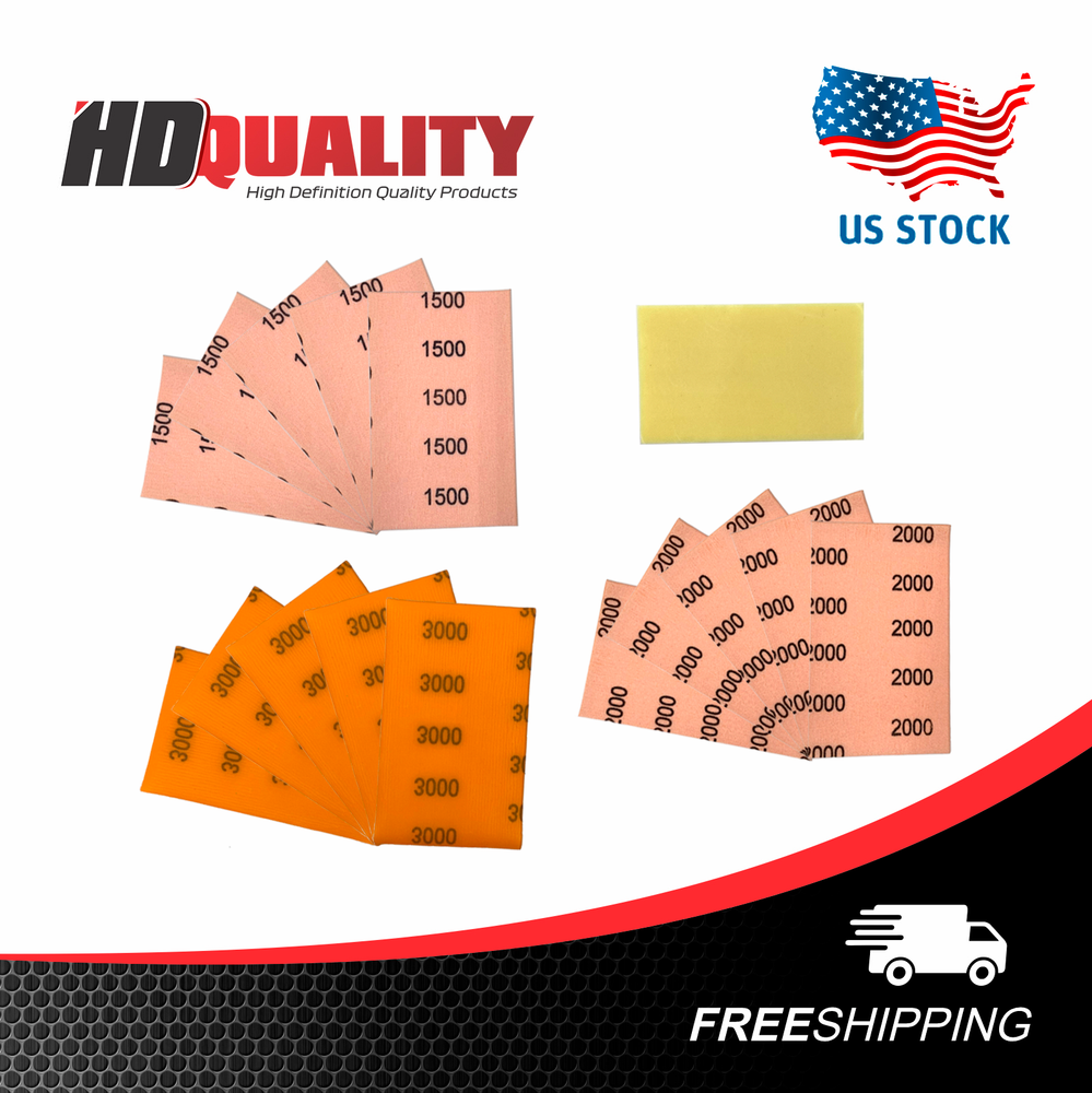 SET INTERFACE PAD + SANDING SUPERFINE SHEET 3,3" x 5,5" GRIT 1500/2000/3000 5 EA