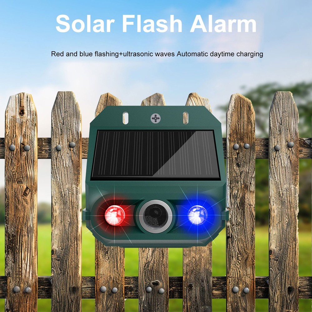 4-Solar Motion Sensor Alarm With Strobe Light For Outdoor Security