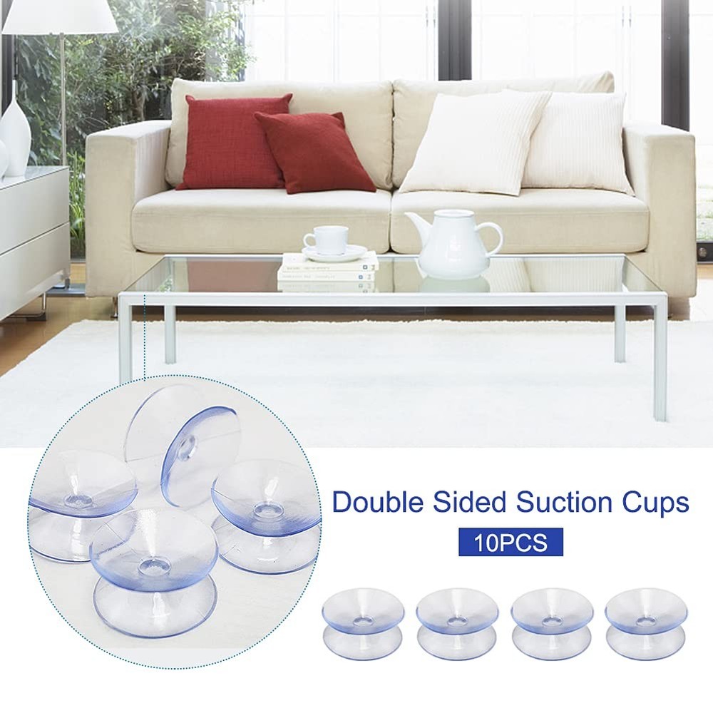 10 Pack Double Sided Suction Cups Compatible with Glass Table Top, Clear...