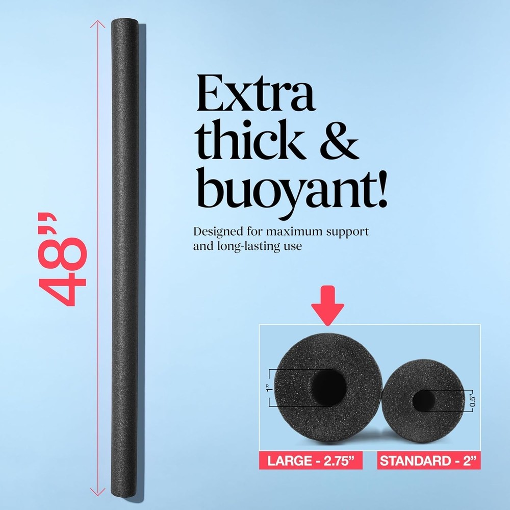 Pool Noodles Foam 6 Pack Large Black Swim Float Tubes Multi-Purpose Bulk