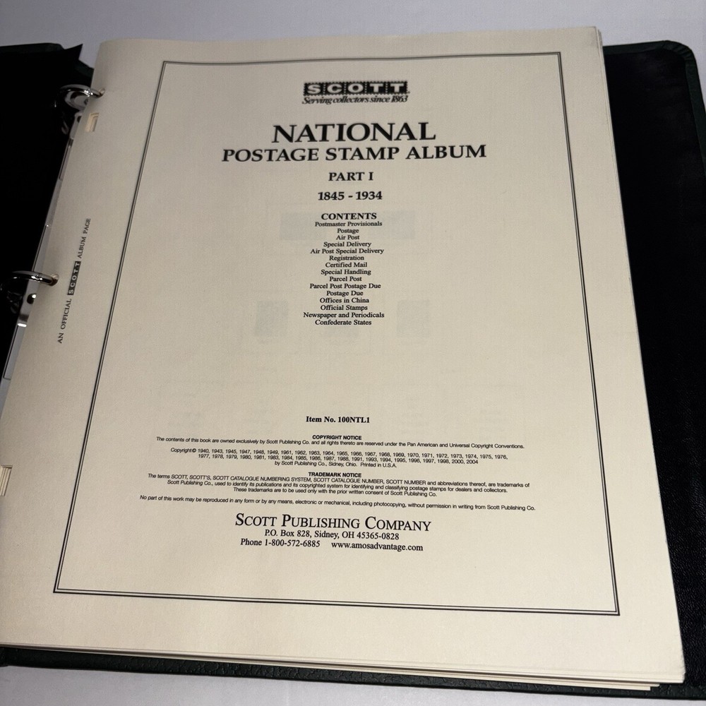 Scott National Series Stamp Album &Pages United States Part 1 1845-1934 #100NTL1