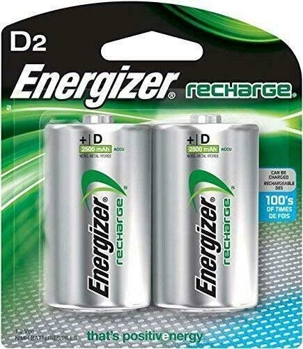 2 - Energizer Rechargeable D Nimh Battery 2 Pack