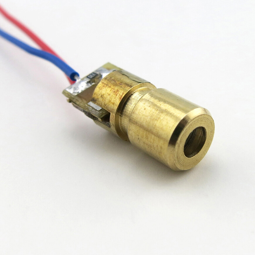 Brass 1.5cm*0.6cm 3V Mini Laser Dot Diode Module Head WL Red, with 4cm Wire