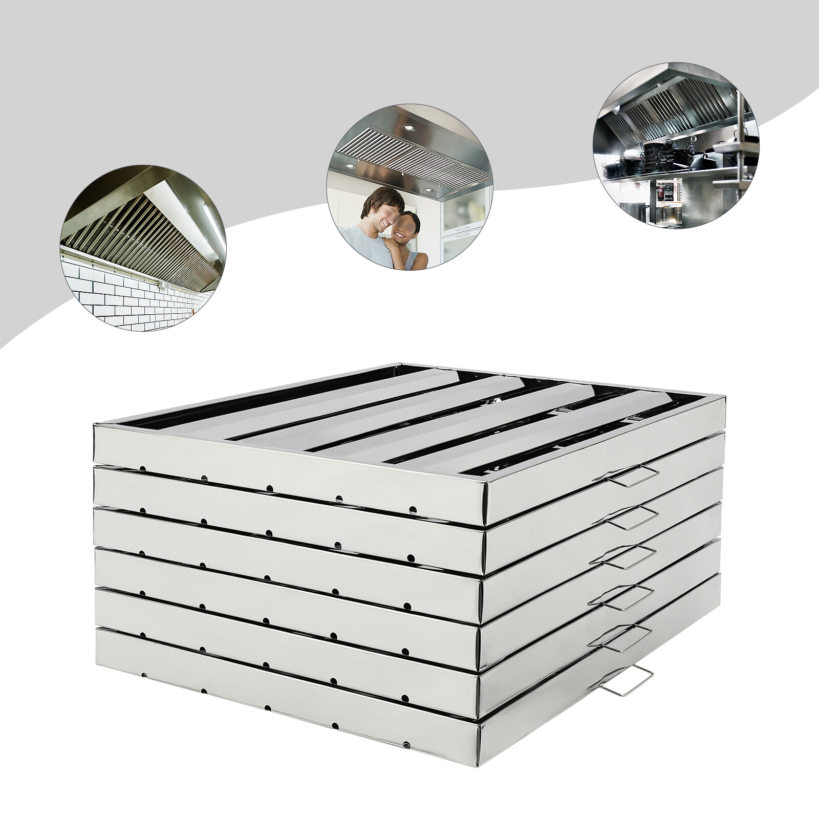 19.5x24.5" Commercial Hood Filters 6Pc Stainless Steel Hood Grease Filter Baffle