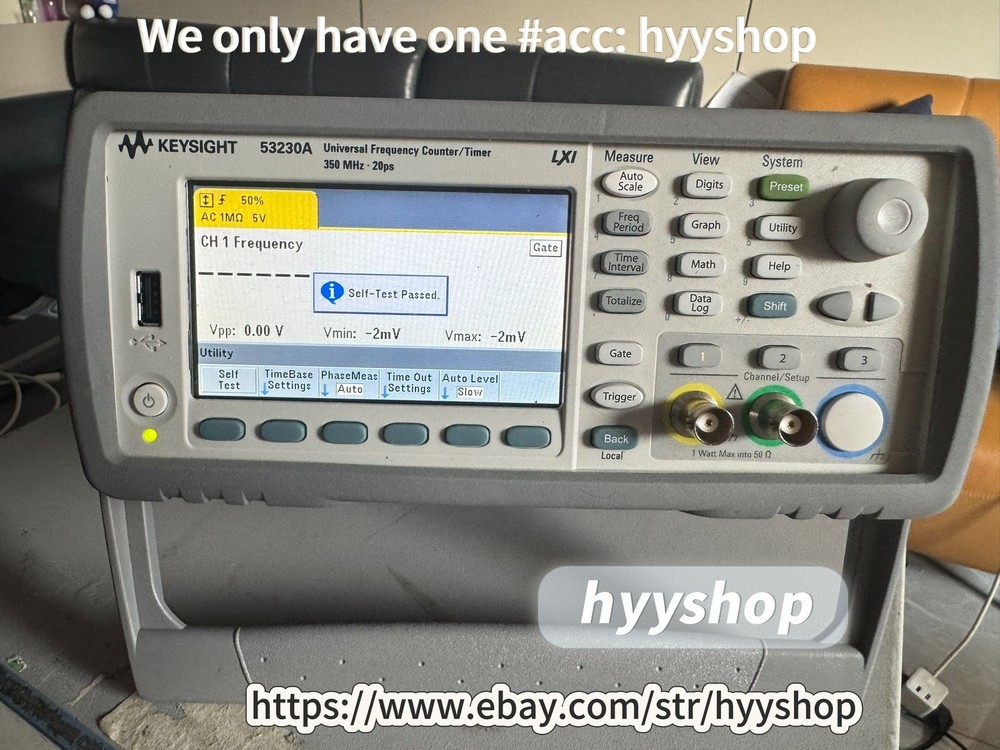 KEYSIGHT 53230A Universal Frequency Counter, 350MHz bandwidth, 20ps resolution.