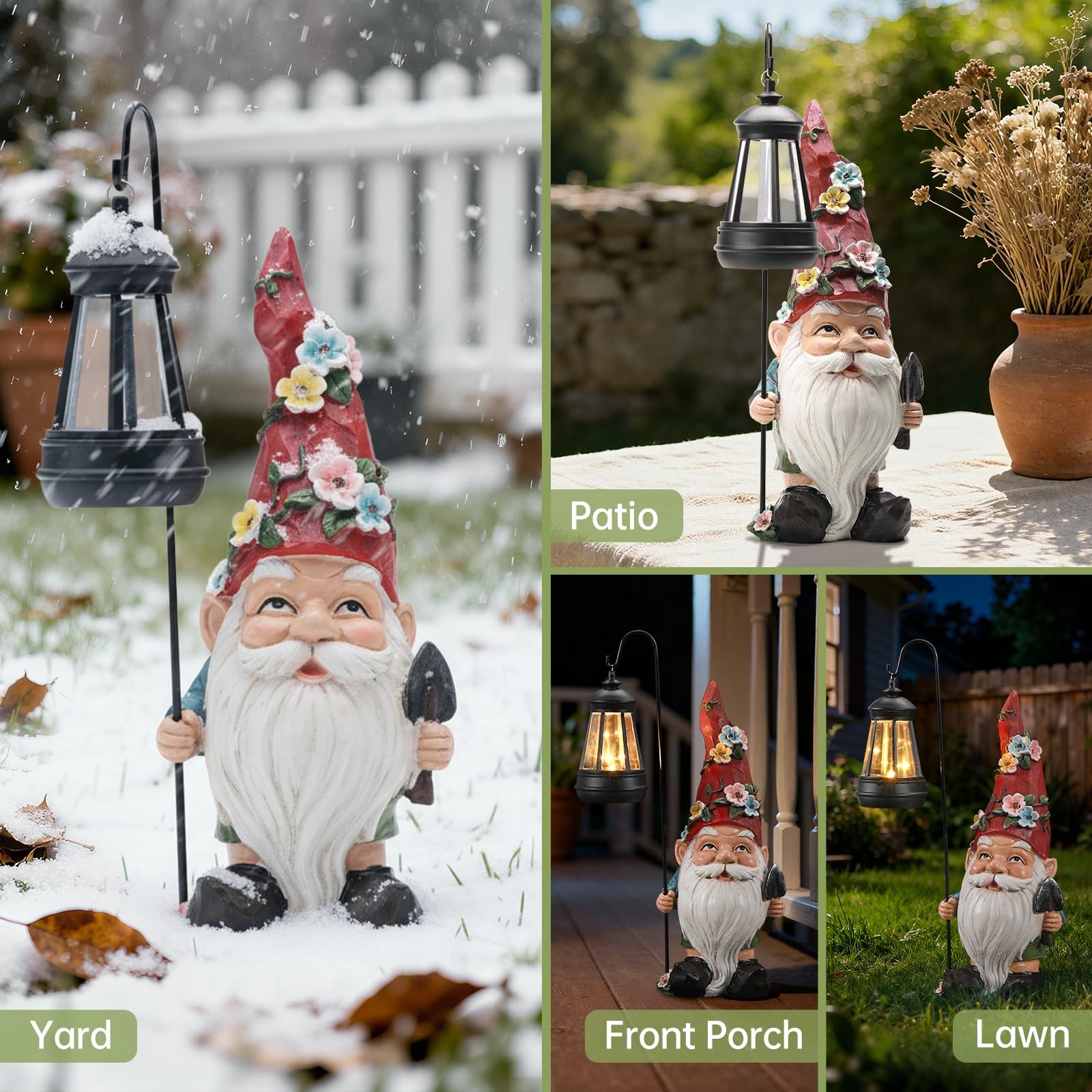 Solar Garden Elf Dwarf Statue - Waterproof Resin Outdoor Courtyard Decoration