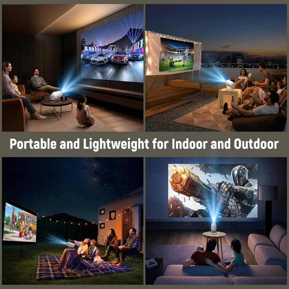 Mini Projector, Projector with Wifi and Bluetooth, 4K 1080P Support Portable Pro
